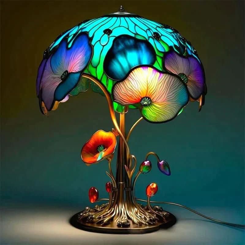 Table Lamp Glass Mosaic 10 in Warm Light Bedroom Living Room Decorative Accent | Thomler