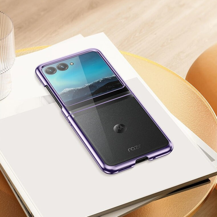 Clear Protective Case for Motorola Razr Plus Foldable Phone with Electroplated Edge Trim | Thomler