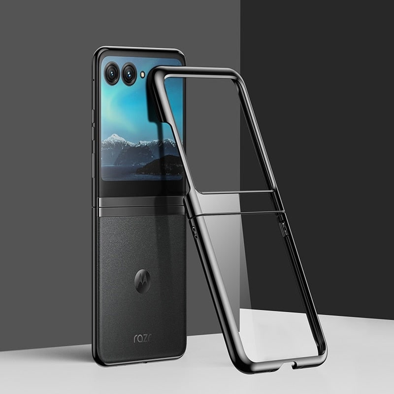 Clear Protective Case for Motorola Razr Plus Foldable Phone with Electroplated Edge Trim | Thomler