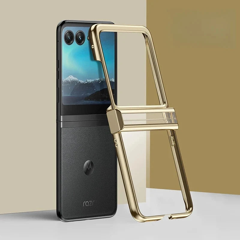 Clear Protective Case for Motorola Razr Plus Foldable Phone with Electroplated Edge Trim | Thomler