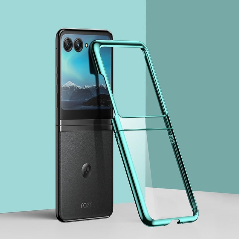 Clear Protective Case for Motorola Razr Plus Foldable Phone with Electroplated Edge Trim | Thomler