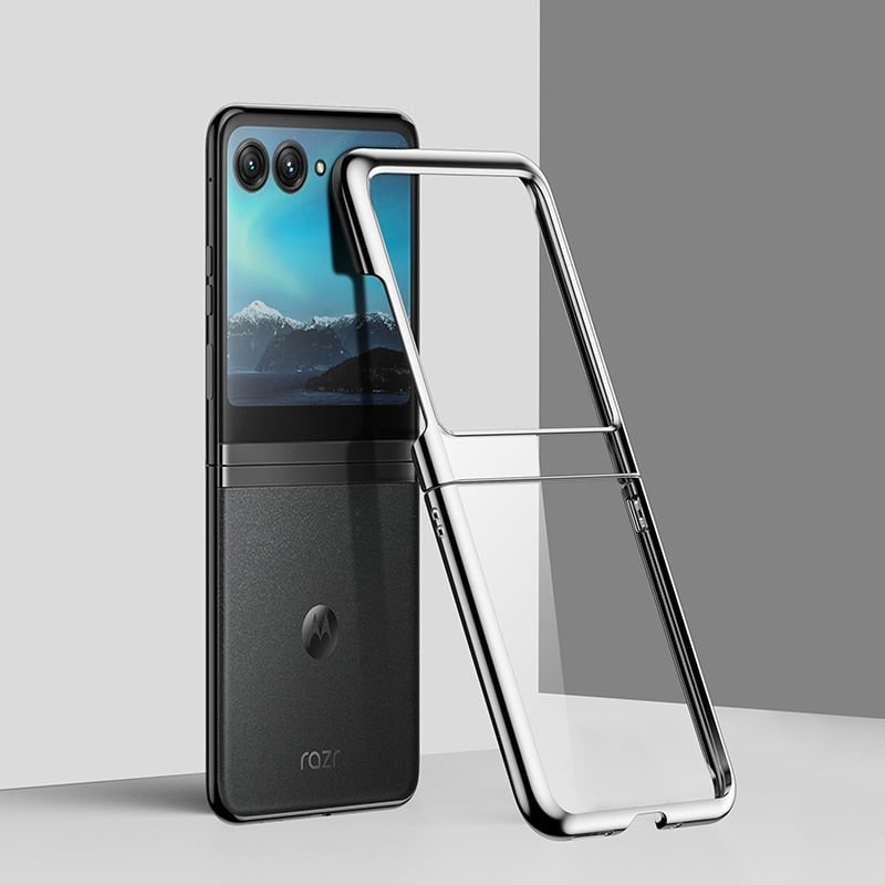 Clear Protective Case for Motorola Razr Plus Foldable Phone with Electroplated Edge Trim | Thomler