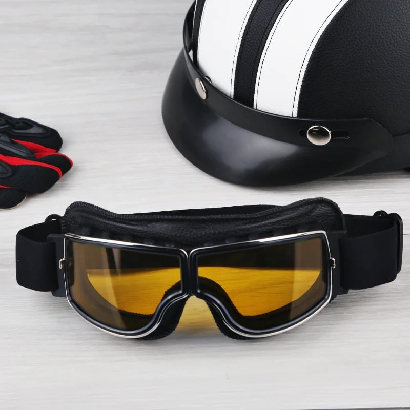 Vintage Motorcycle Goggles with UV Protection & Shatterproof Lens for Bikes, Scooters & Classic Rides | Thomler