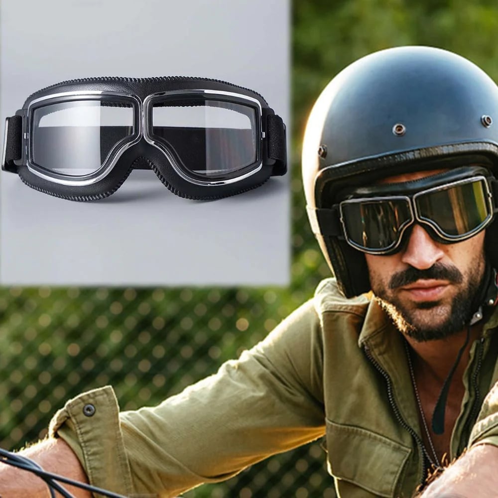 Vintage Motorcycle Goggles with UV Protection & Shatterproof Lens for Bikes, Scooters & Classic Rides | Thomler