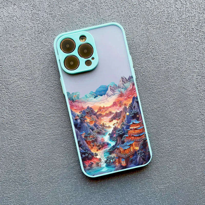 Silicone iPhone Case with Nature Scene Artwork – Shock-Absorbing Protection for iPhone 11-17 Series | Thomler