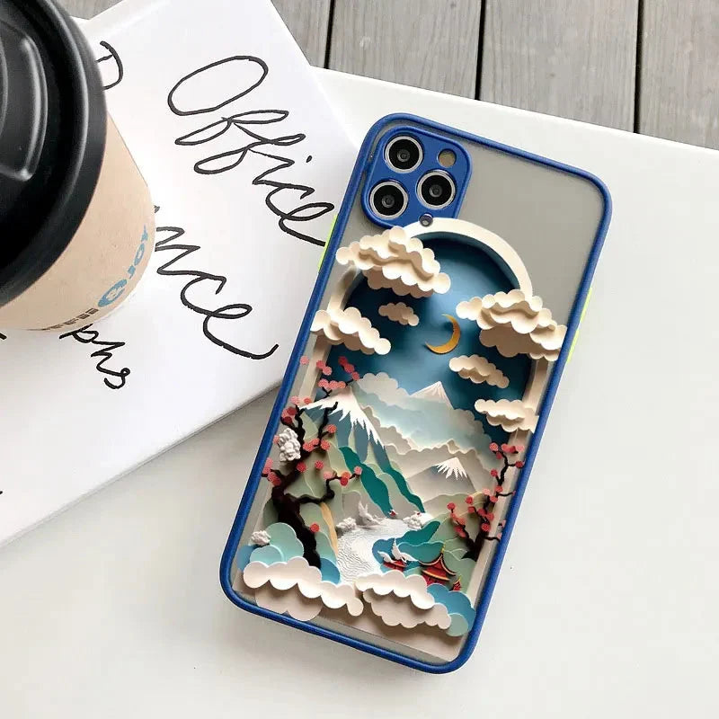 Silicone iPhone Case with Nature Scene Artwork – Shock-Absorbing Protection for iPhone 11-17 Series | Thomler