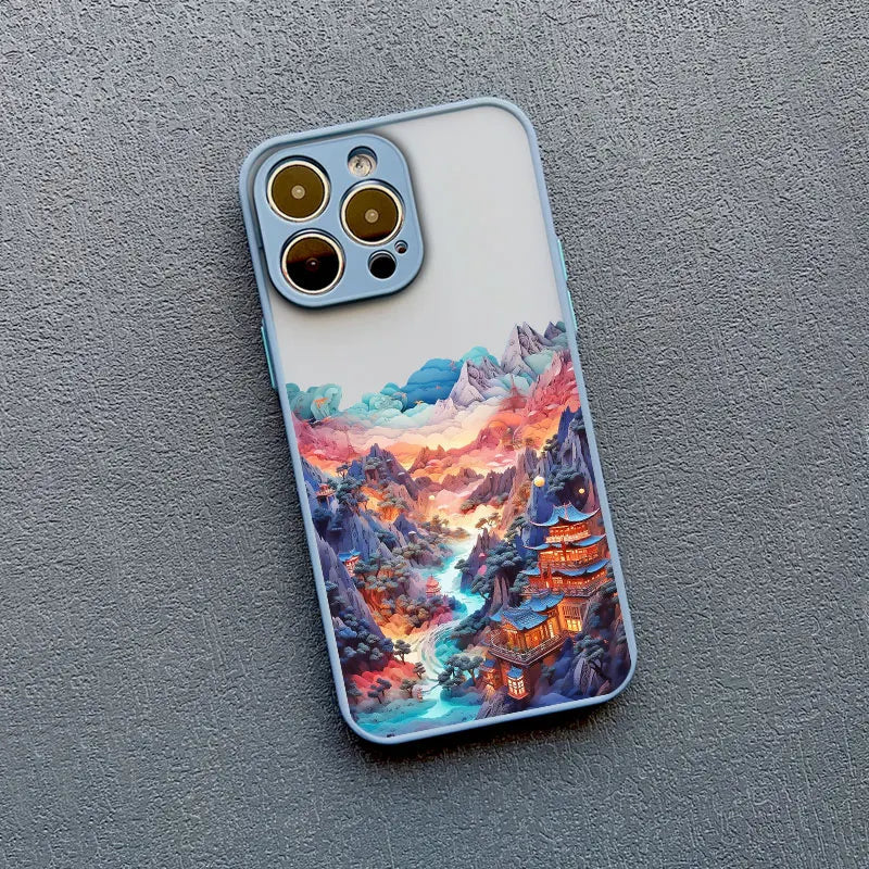 Silicone iPhone Case with Nature Scene Artwork – Shock-Absorbing Protection for iPhone 11-17 Series | Thomler