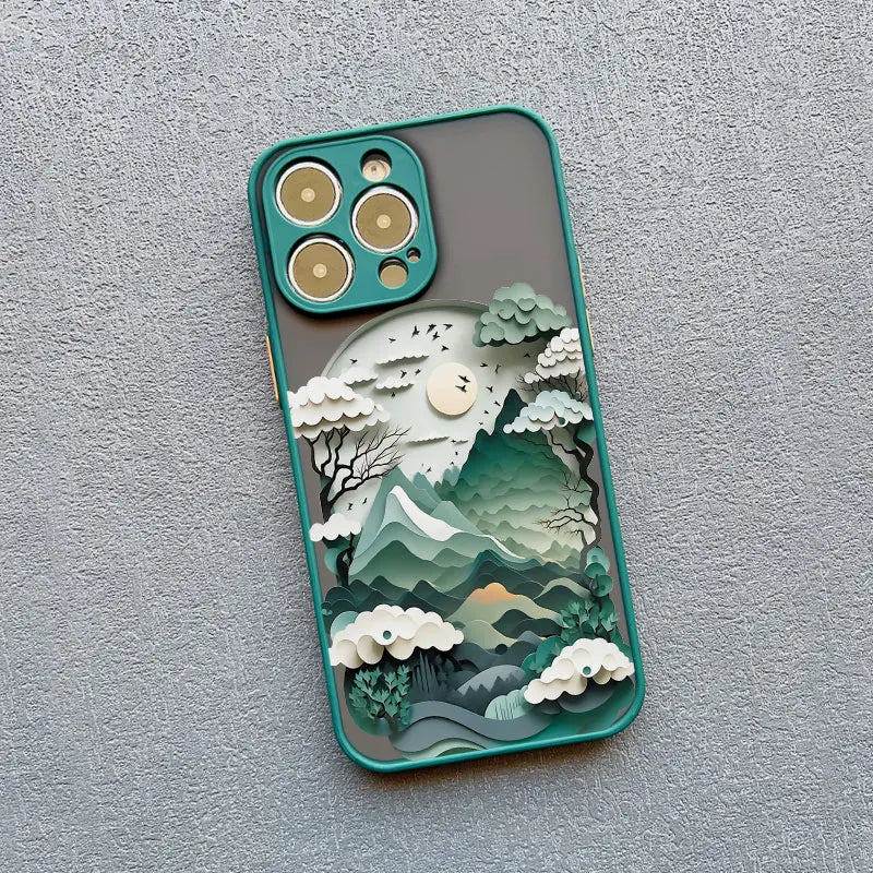 Silicone iPhone Case with Nature Scene Artwork – Shock-Absorbing Protection for iPhone 11-17 Series | Thomler