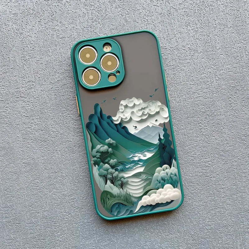 Silicone iPhone Case with Nature Scene Artwork – Shock-Absorbing Protection for iPhone 11-17 Series | Thomler