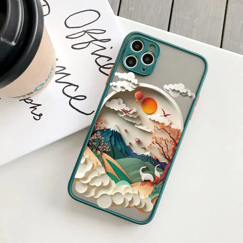 Silicone iPhone Case with Nature Scene Artwork – Shock-Absorbing Protection for iPhone 11-17 Series | Thomler