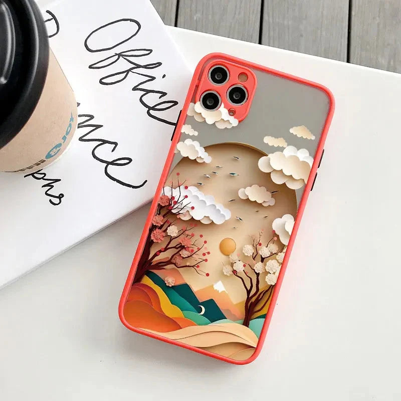 Silicone iPhone Case with Nature Scene Artwork – Shock-Absorbing Protection for iPhone 11-17 Series | Thomler