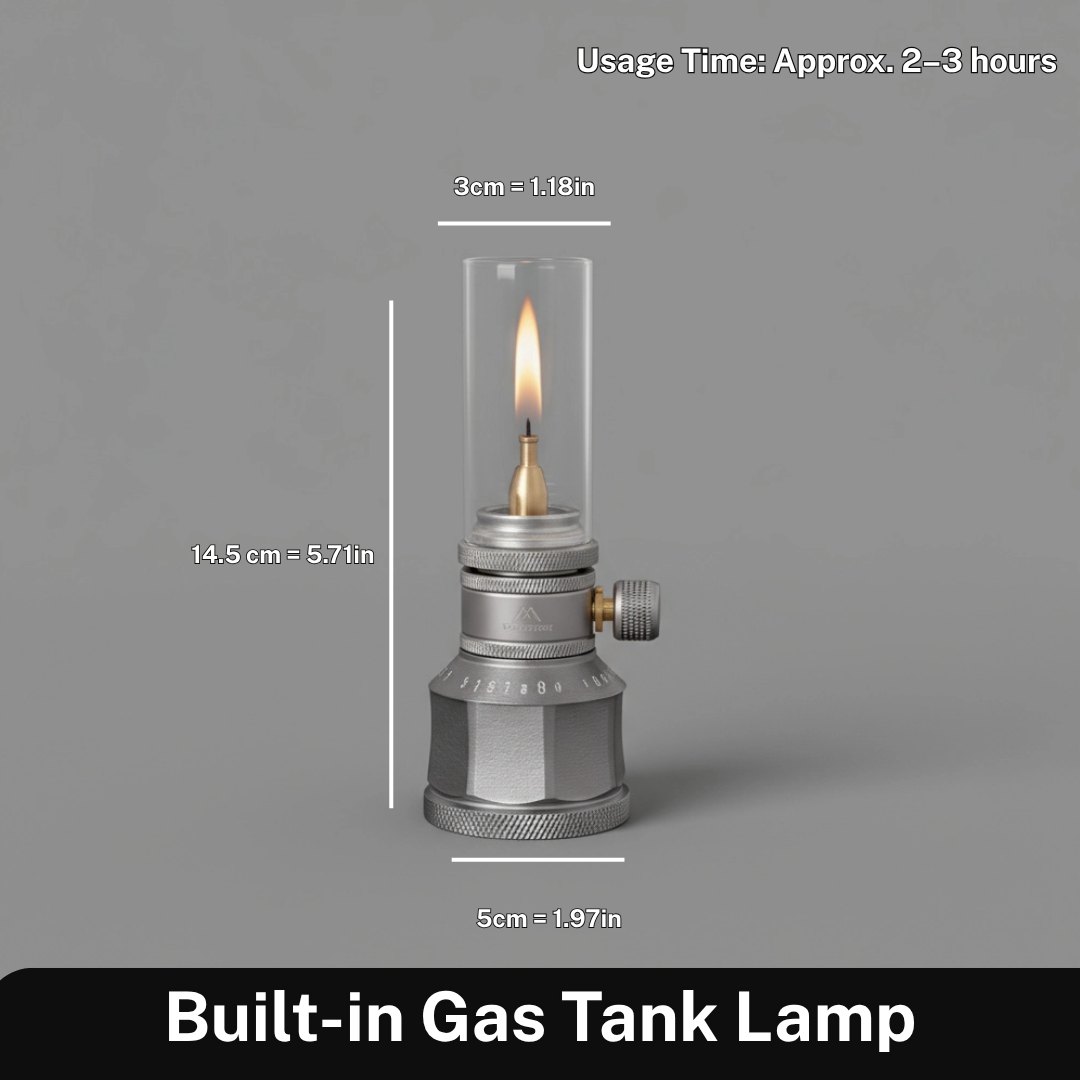 Butane Gas Lantern Aluminum Portable Outdoor Light Camping Hiking Backpacking Adjustable Flame Manual Ignition Vintage Design Travel Gear Em | Thomler