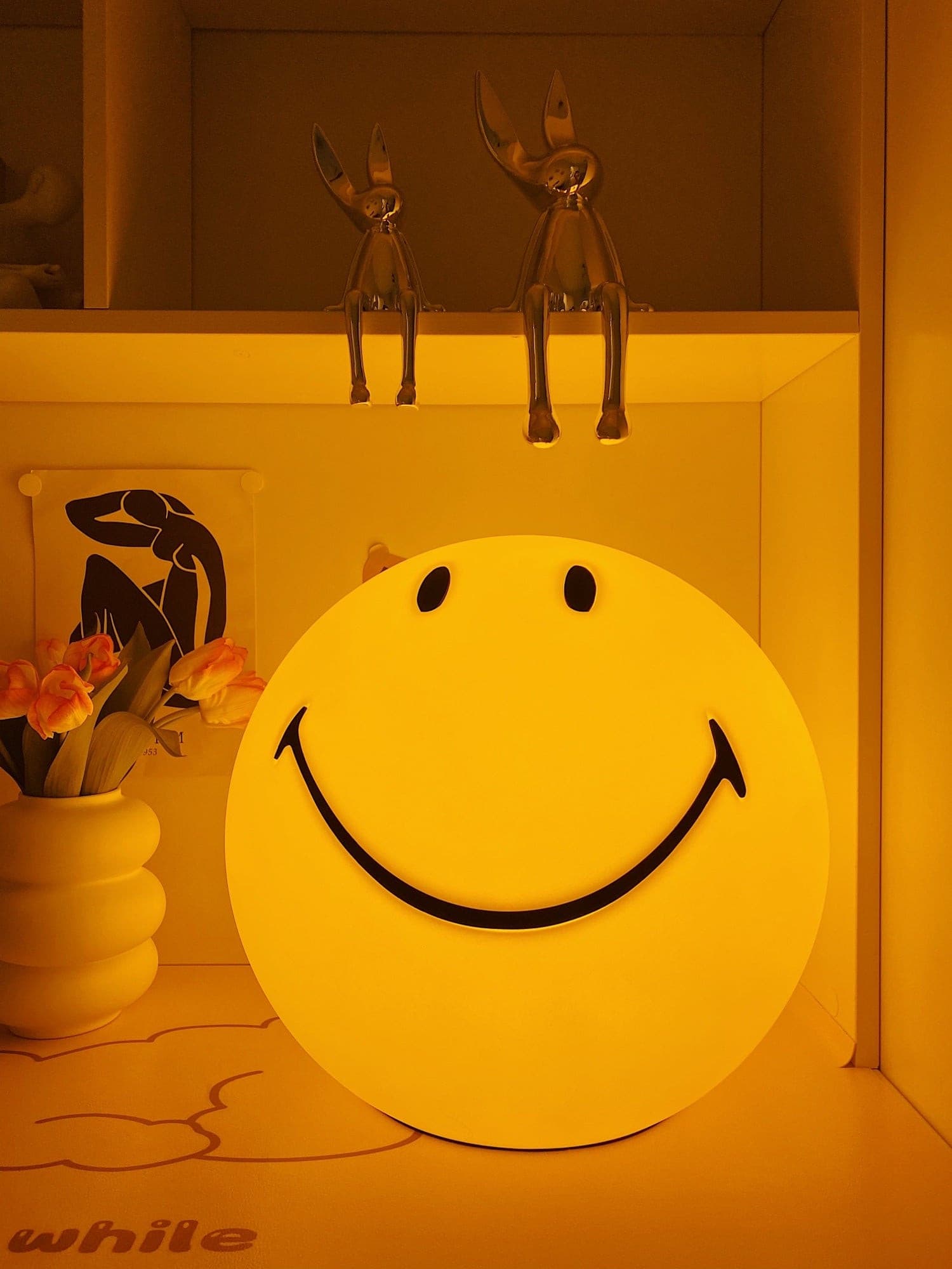Table Lamp Polypropylene 9 in Yellow Playroom Bedroom Decorative LED Night Light | Thomler
