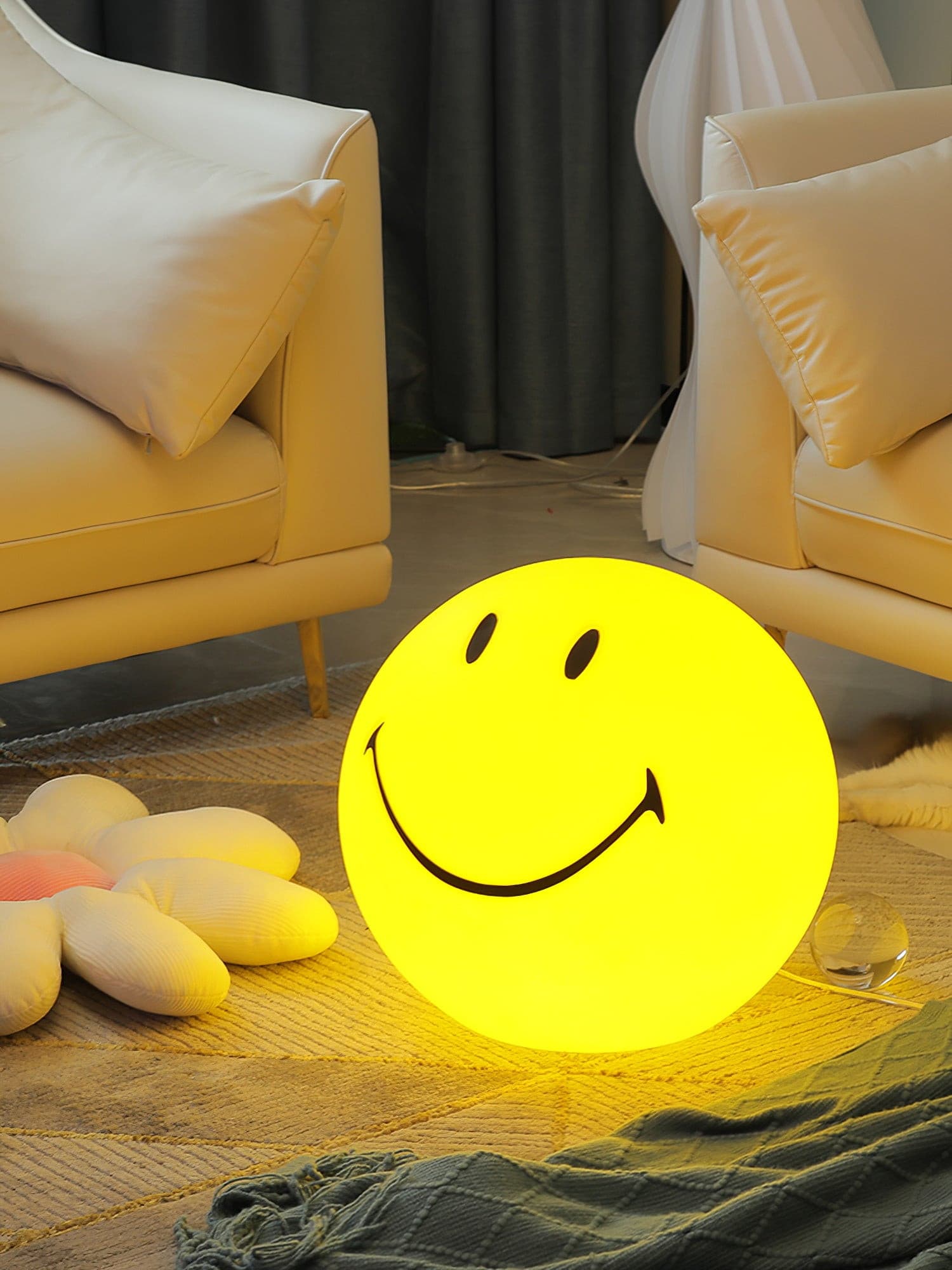 Table Lamp Polypropylene 9 in Yellow Playroom Bedroom Decorative LED Night Light | Thomler