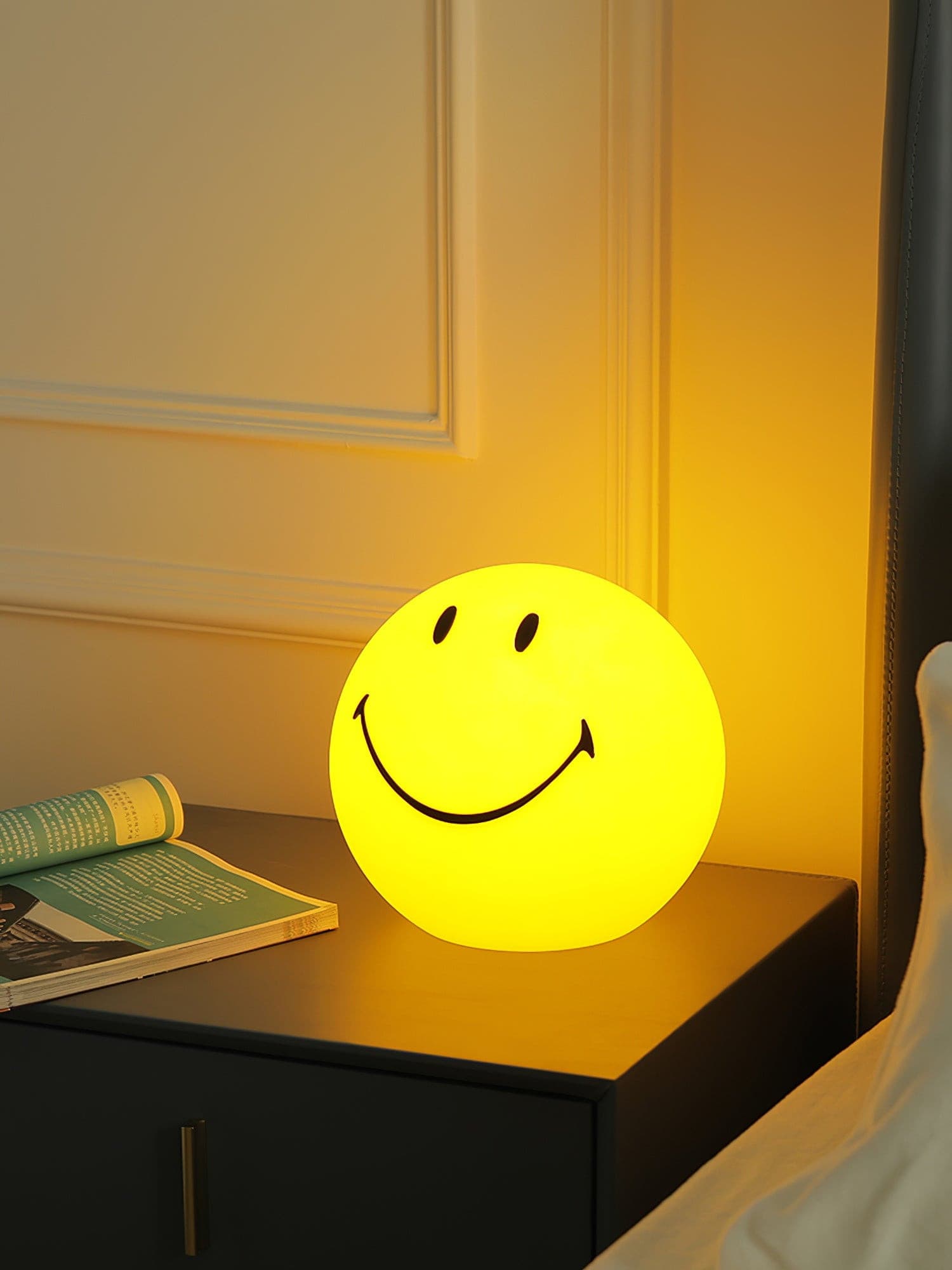 Table Lamp Polypropylene 9 in Yellow Playroom Bedroom Decorative LED Night Light | Thomler