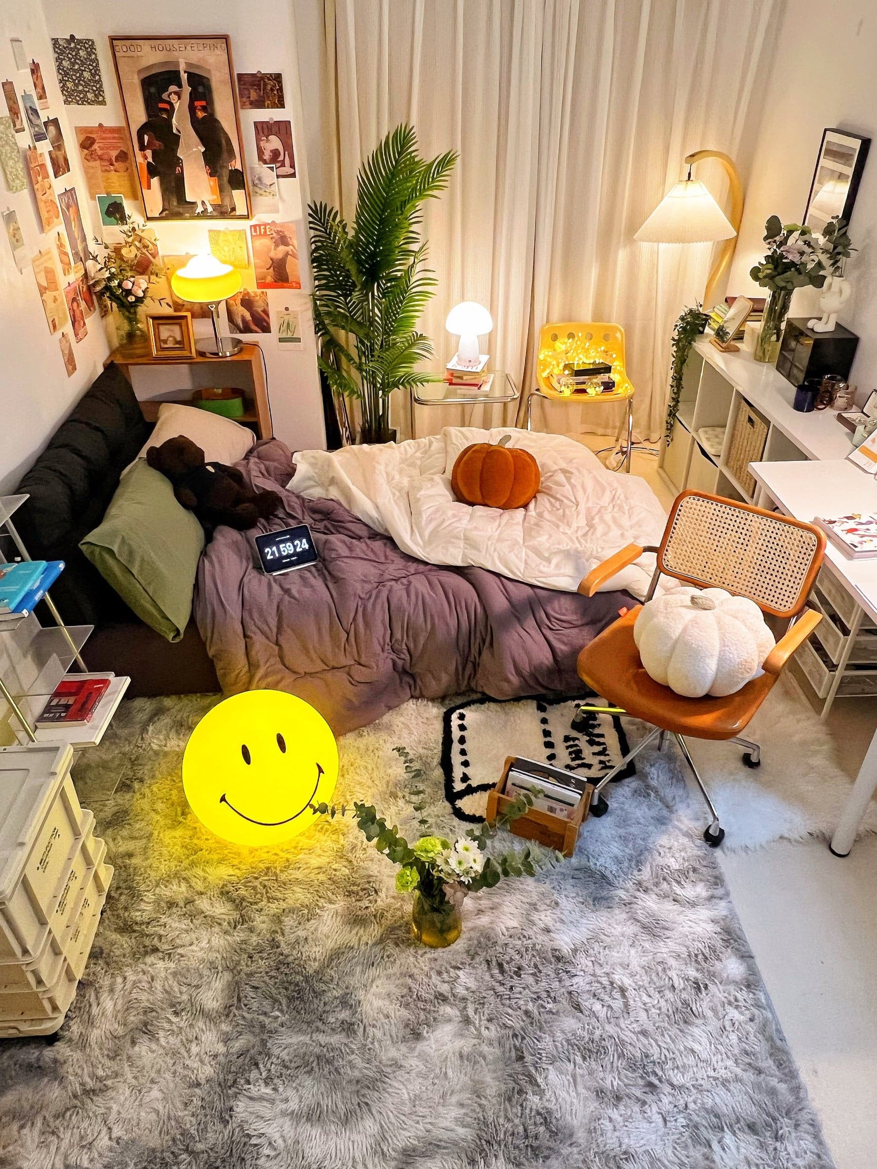 Table Lamp Polypropylene 9 in Yellow Playroom Bedroom Decorative LED Night Light | Thomler