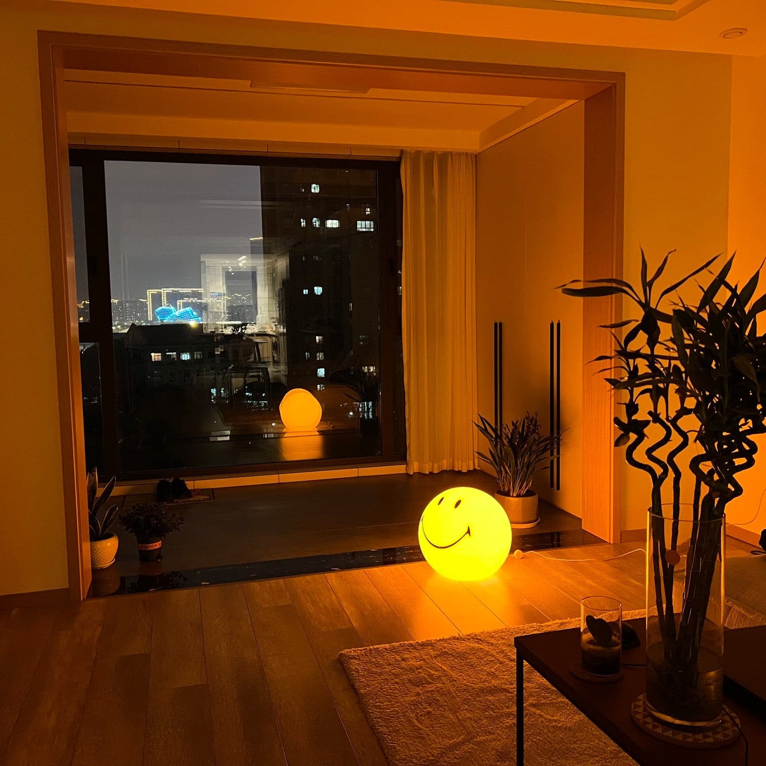 Table Lamp Polypropylene 9 in Yellow Playroom Bedroom Decorative LED Night Light | Thomler