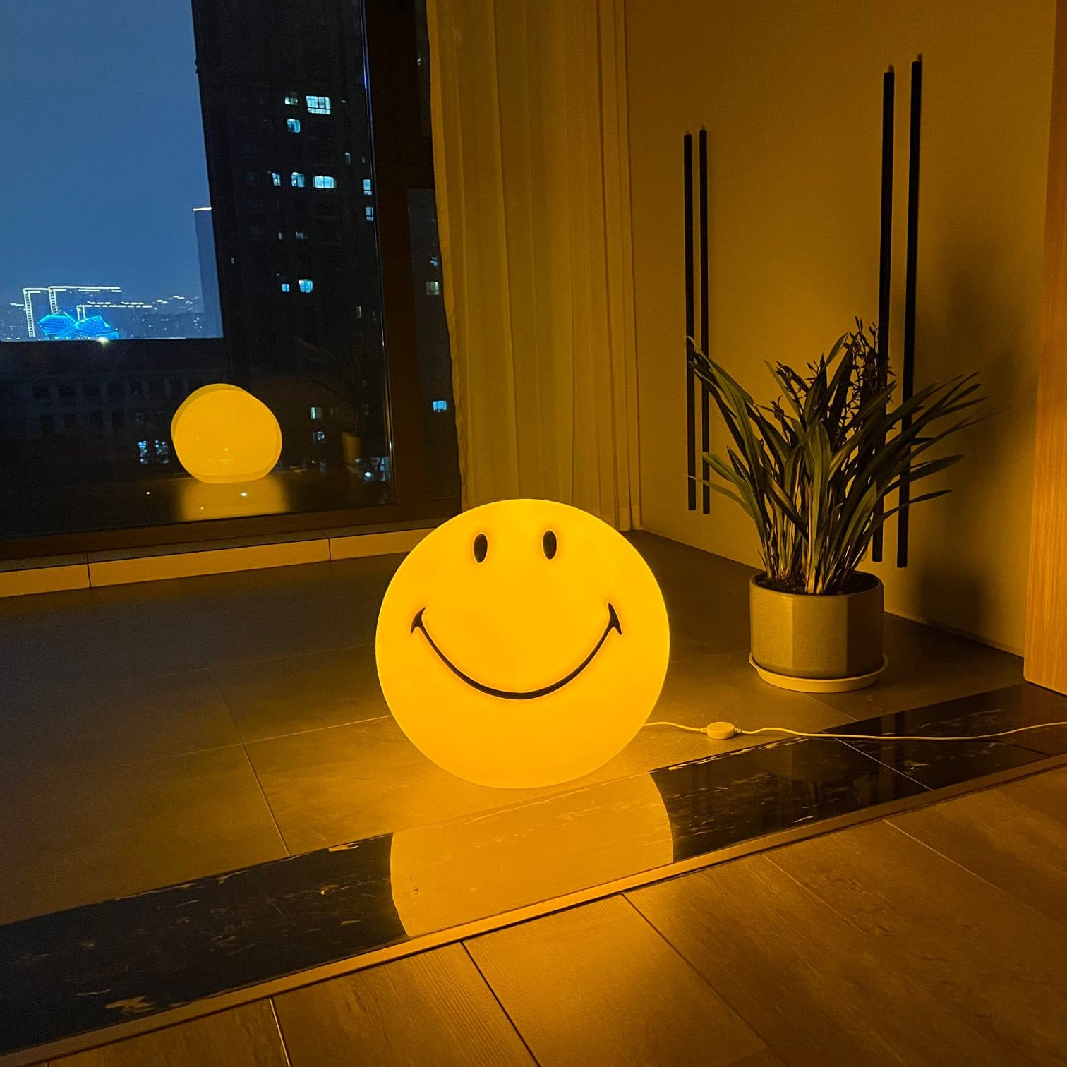 Table Lamp Polypropylene 9 in Yellow Playroom Bedroom Decorative LED Night Light | Thomler
