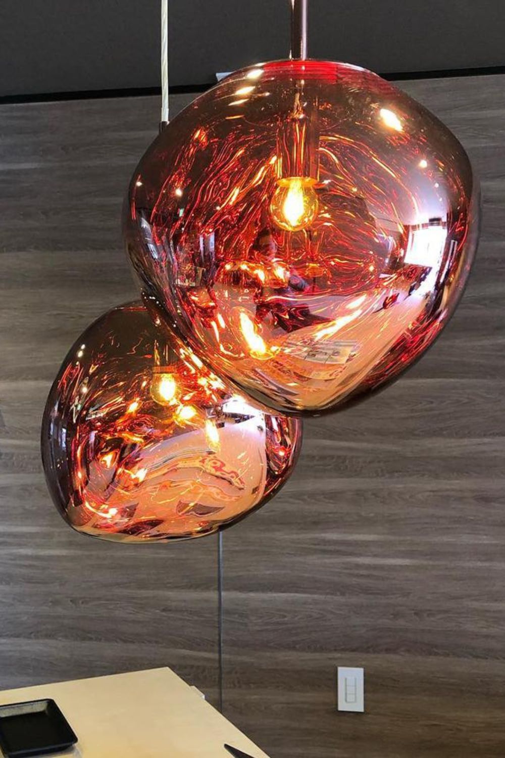 Modern Lava Pendant Lamp 7 in Copper Chrome Gold Ceiling Dining Lighting Mirror Effect Hanging Fixture | Thomler