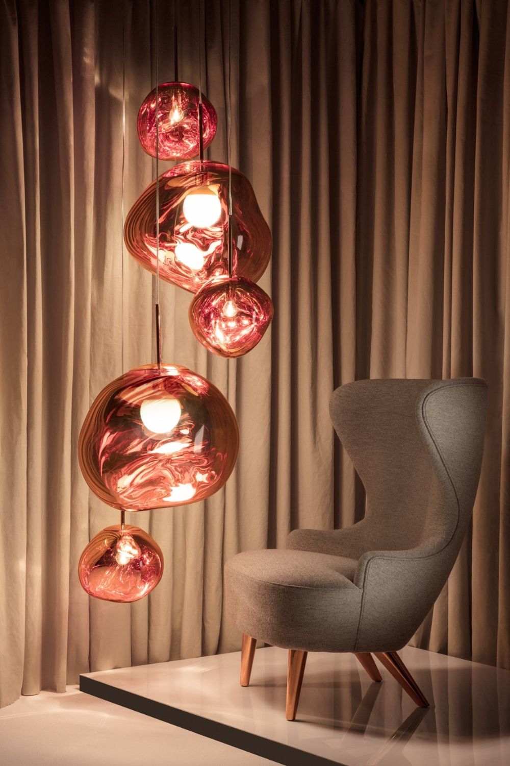 Modern Lava Pendant Lamp 7 in Copper Chrome Gold Ceiling Dining Lighting Mirror Effect Hanging Fixture | Thomler