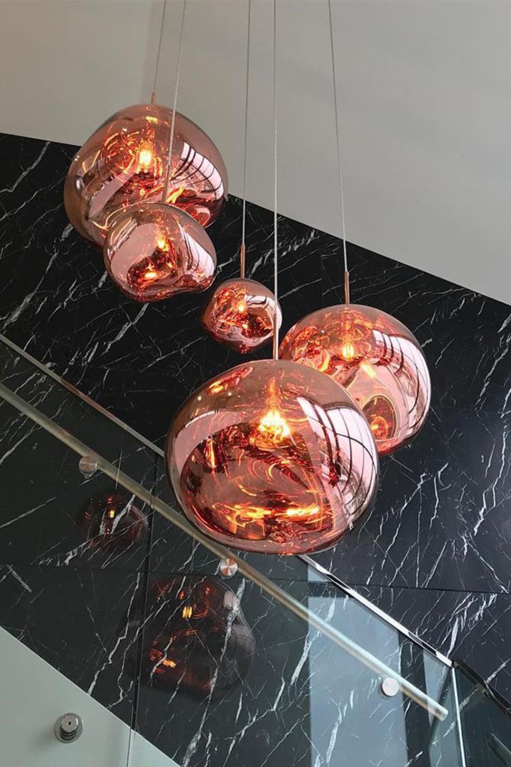 Modern Lava Pendant Lamp 7 in Copper Chrome Gold Ceiling Dining Lighting Mirror Effect Hanging Fixture | Thomler