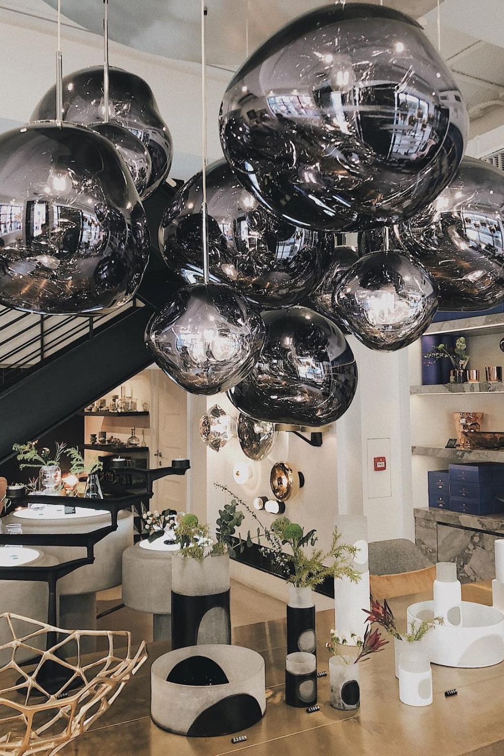 Modern Lava Pendant Lamp 7 in Copper Chrome Gold Ceiling Dining Lighting Mirror Effect Hanging Fixture | Thomler