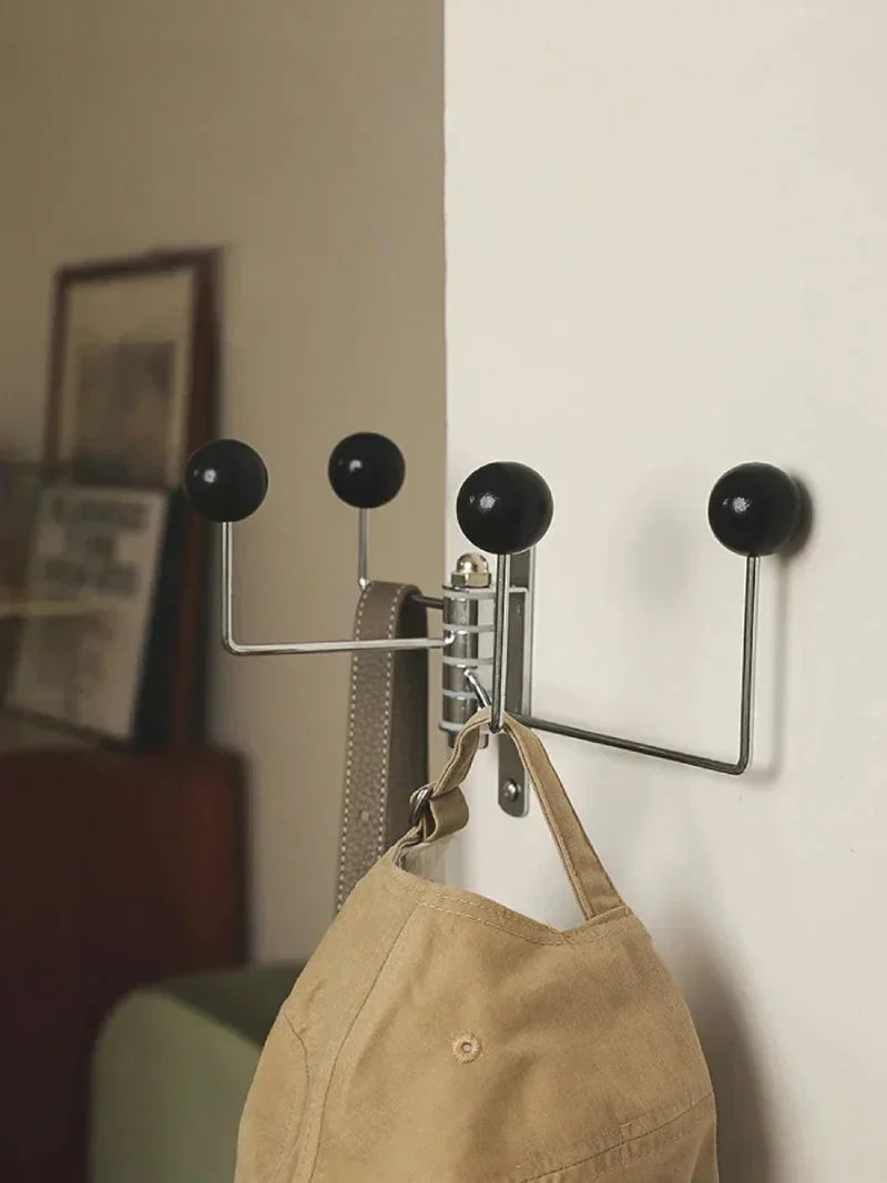 Wall Coat Rack Iron 19.5 cm 4 Hook Hallway Bedroom Bathroom Storage Organiser Retro Round Knob Hanger | Thomler