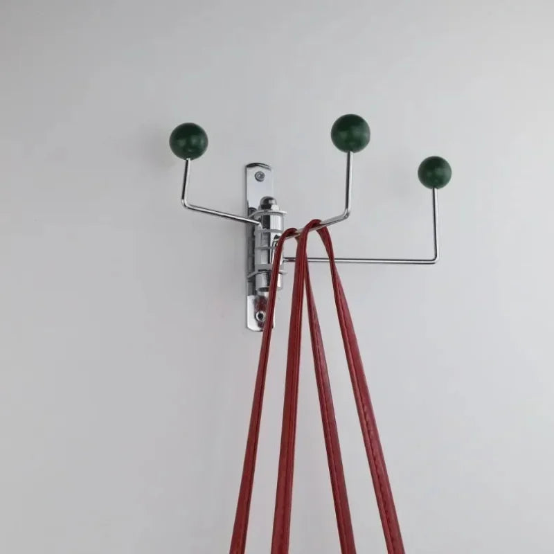 Wall Coat Rack Iron 19.5 cm 4 Hook Hallway Bedroom Bathroom Storage Organiser Retro Round Knob Hanger | Thomler