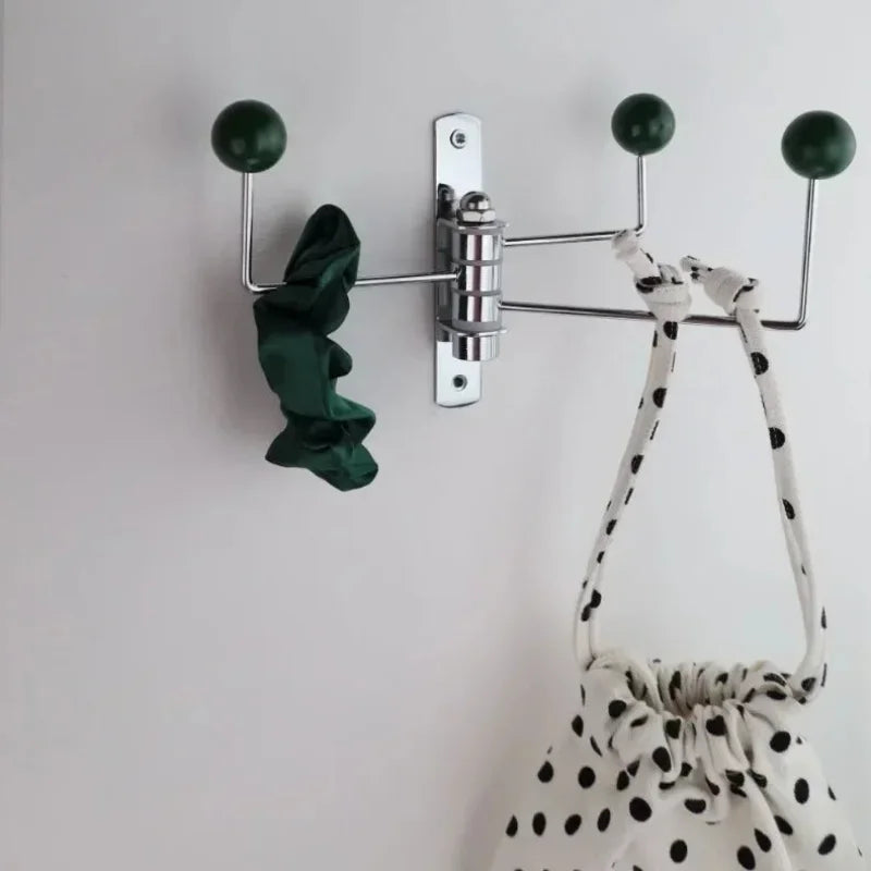 Wall Coat Rack Iron 19.5 cm 4 Hook Hallway Bedroom Bathroom Storage Organiser Retro Round Knob Hanger | Thomler