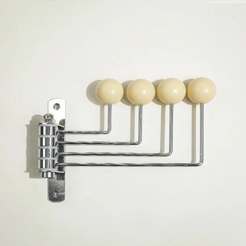 Wall Coat Rack Iron 19.5 cm 4 Hook Hallway Bedroom Bathroom Storage Organiser Retro Round Knob Hanger | Thomler