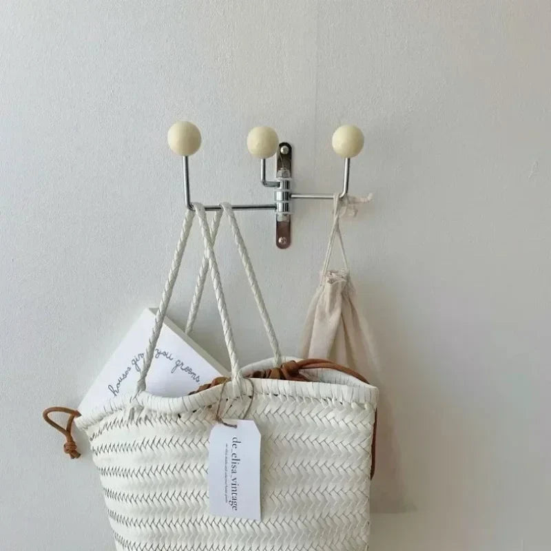 Wall Coat Rack Iron 19.5 cm 4 Hook Hallway Bedroom Bathroom Storage Organiser Retro Round Knob Hanger | Thomler