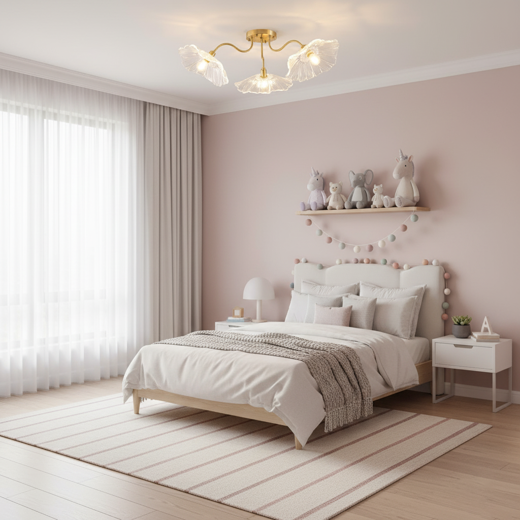 Ceiling Light Murano Glass 27.5 in Frosted Floral Pattern 3-6 Heads Living Room Bedroom Modern Lighting | Thomler