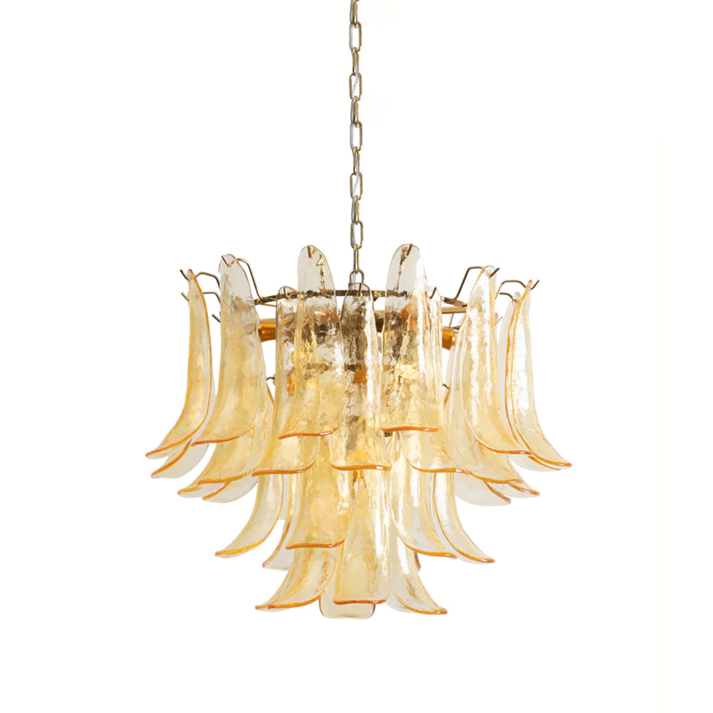 Chandelier Glass Murano 19.6 in Indoor Ceiling Light White Amber Clear Decorative Fixture | Thomler