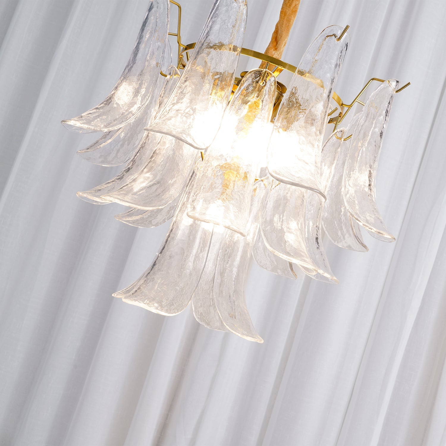 Chandelier Glass Murano 19.6 in Indoor Ceiling Light White Amber Clear Decorative Fixture | Thomler
