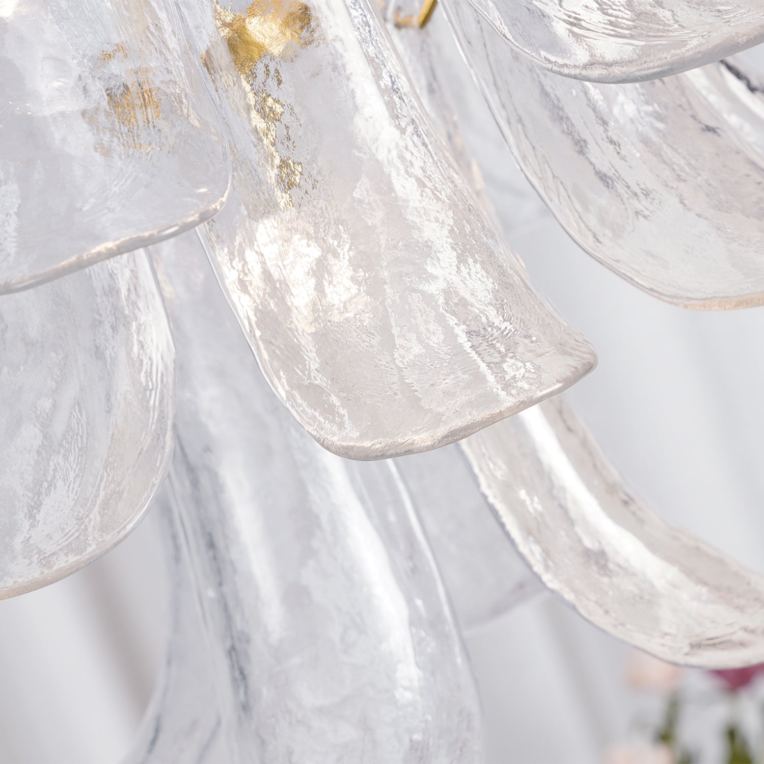 Chandelier Glass Murano 19.6 in Indoor Ceiling Light White Amber Clear Decorative Fixture | Thomler