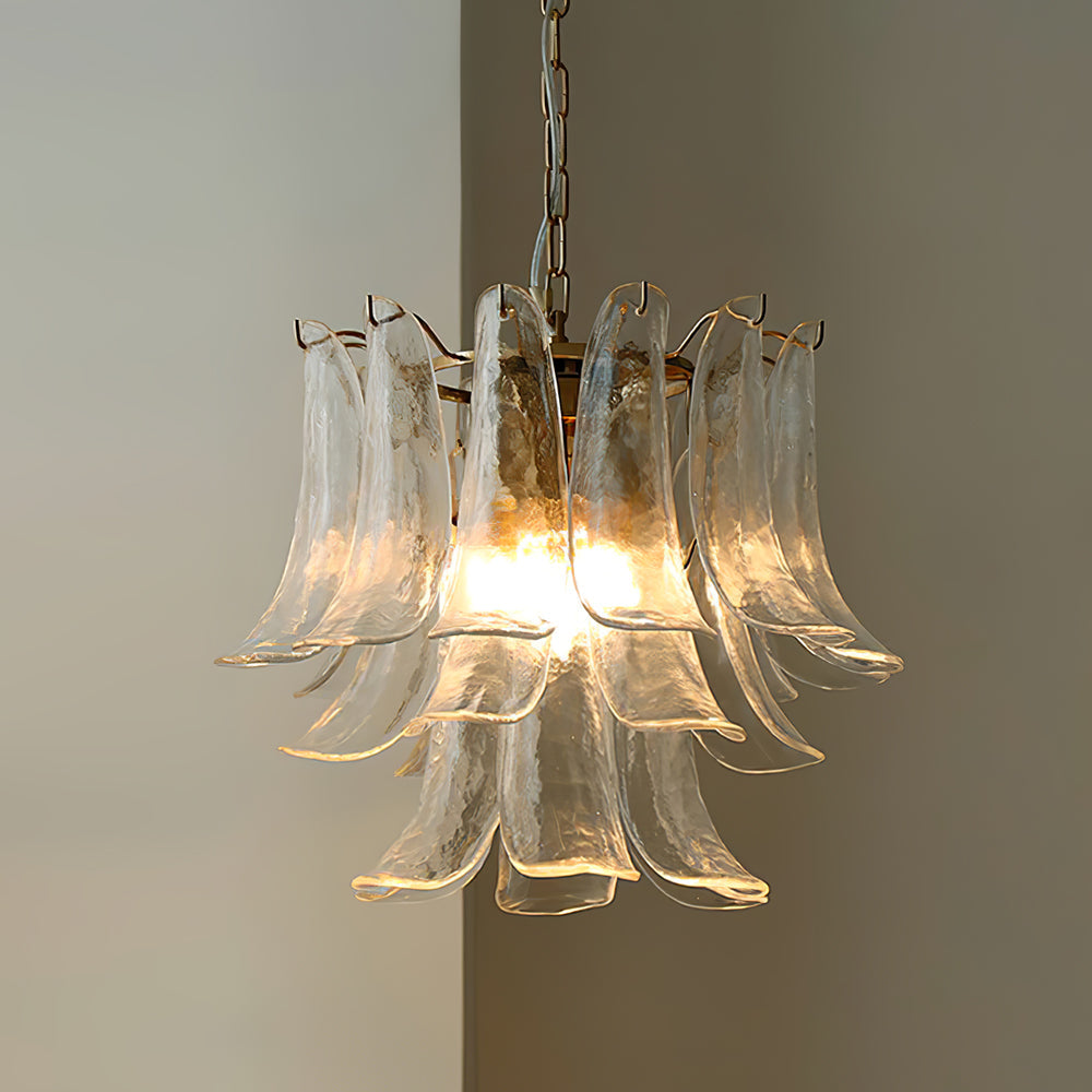 Chandelier Glass Murano 19.6 in Indoor Ceiling Light White Amber Clear Decorative Fixture | Thomler