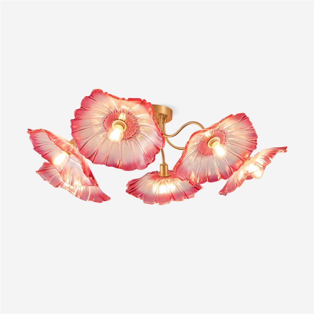 Ceiling Light Murano Glass 27.5 in Frosted Floral Pattern 3-6 Heads Living Room Bedroom Modern Lighting | Thomler