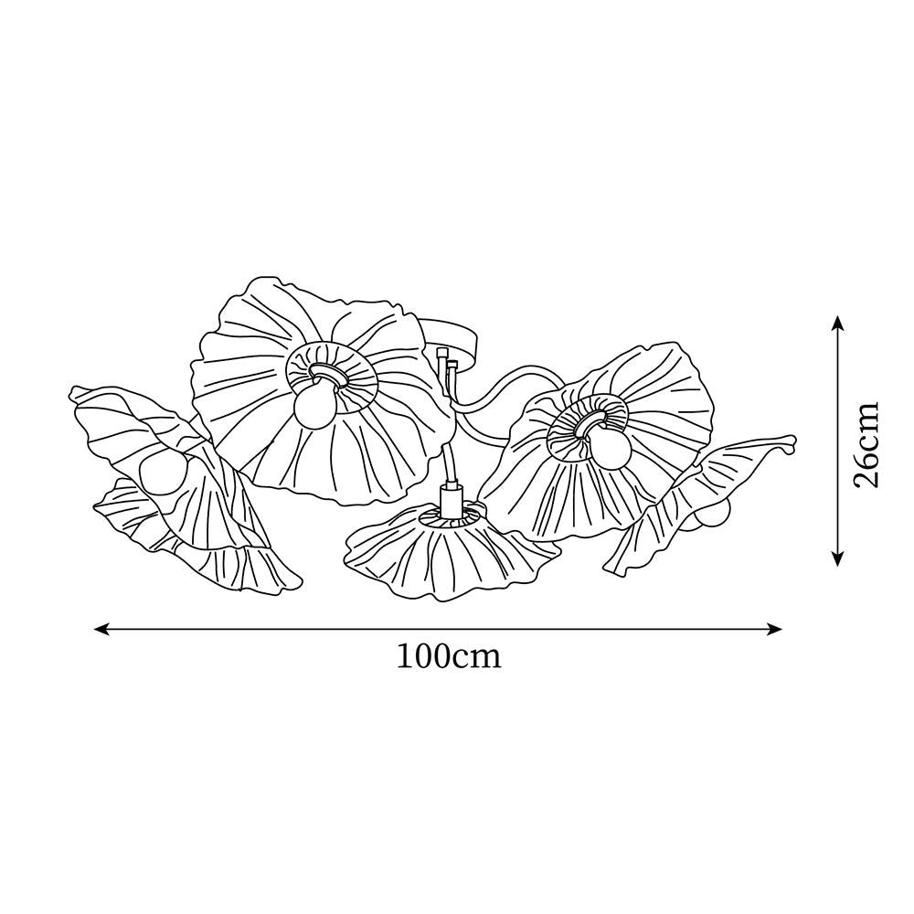 Ceiling Light Murano Glass 27.5 in Frosted Floral Pattern 3-6 Heads Living Room Bedroom Modern Lighting | Thomler