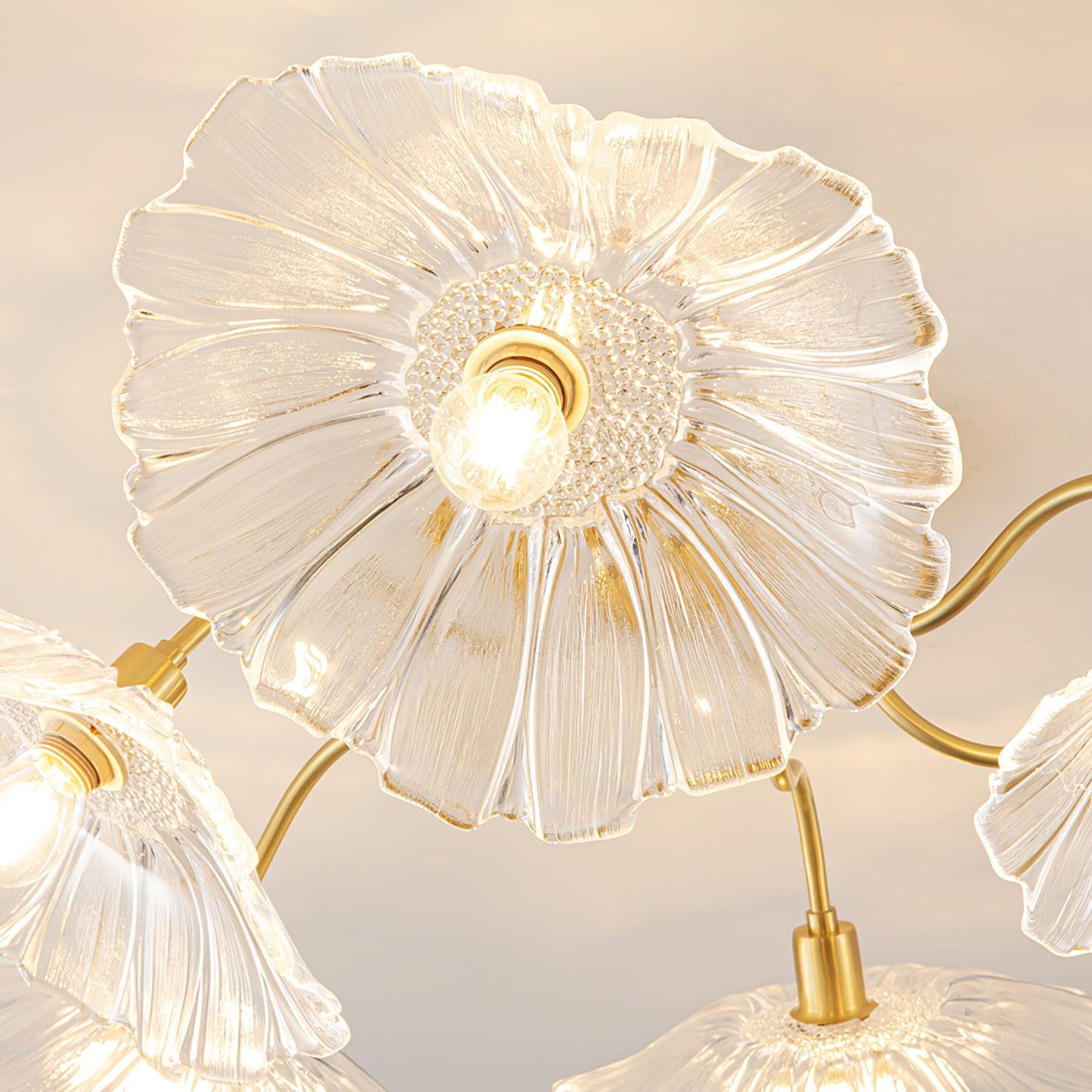 Ceiling Light Murano Glass 27.5 in Frosted Floral Pattern 3-6 Heads Living Room Bedroom Modern Lighting | Thomler