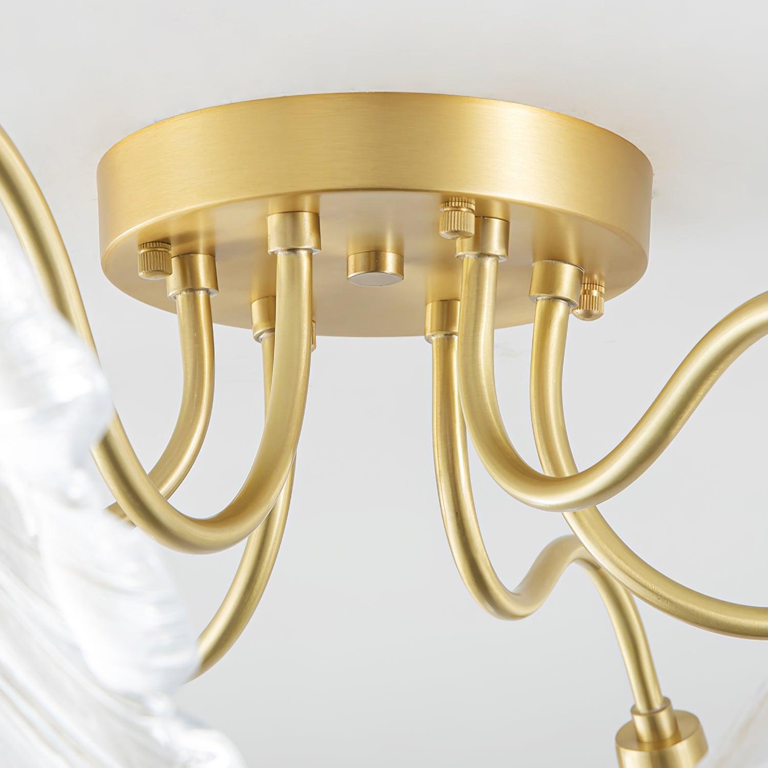 Ceiling Light Murano Glass 27.5 in Frosted Floral Pattern 3-6 Heads Living Room Bedroom Modern Lighting | Thomler