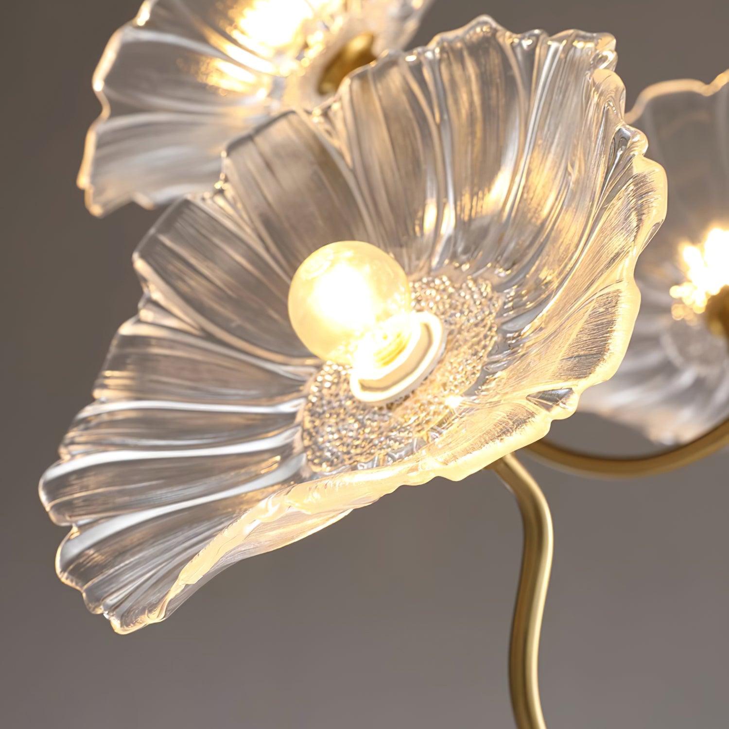 Chandelier Glass Lotus Leaf 35.4 in Modern Indoor Ceiling Light Clear Pink Artistic Home Dining Room Lighting | Thomler
