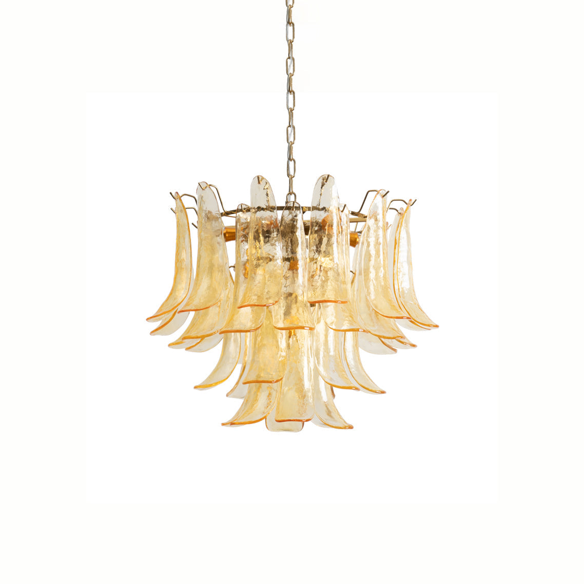 Chandelier Glass Murano 19.6 in Indoor Ceiling Light White Amber Clear Decorative Fixture | Thomler