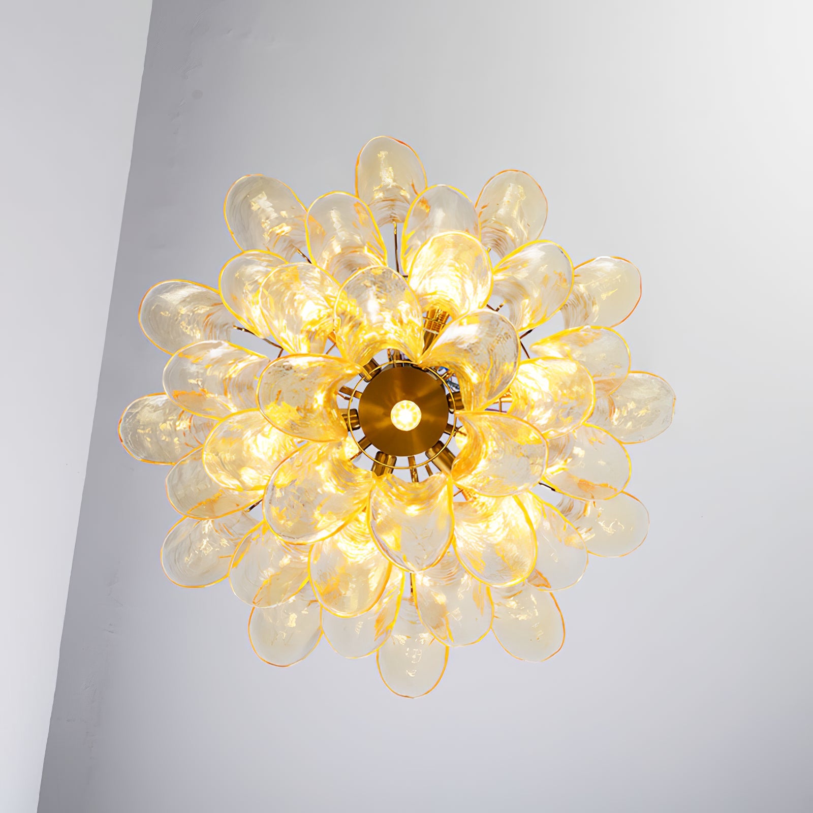 Chandelier Glass Murano 19.6 in Indoor Ceiling Light White Amber Clear Decorative Fixture | Thomler