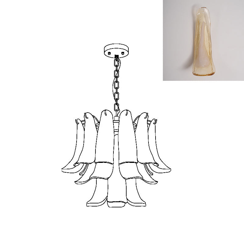 Chandelier Glass Murano 19.6 in Indoor Ceiling Light White Amber Clear Decorative Fixture | Thomler
