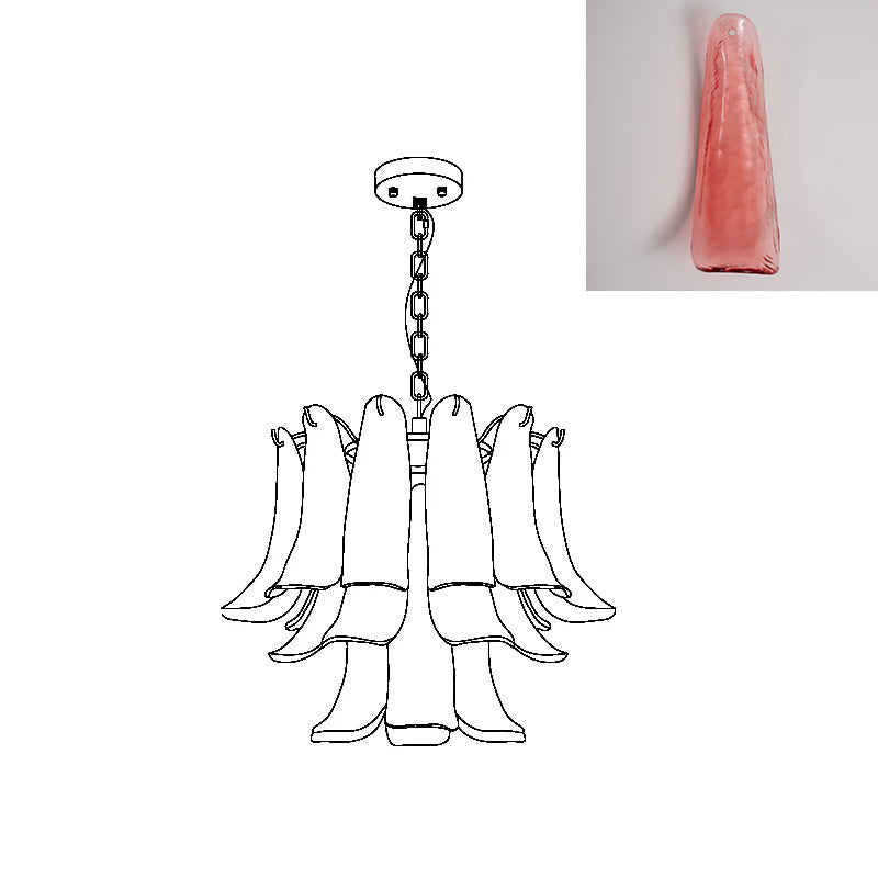 Chandelier Glass Murano 19.6 in Indoor Ceiling Light White Amber Clear Decorative Fixture | Thomler