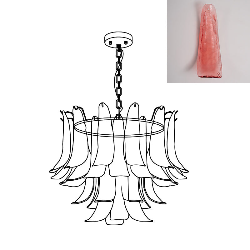 Chandelier Glass Murano 19.6 in Indoor Ceiling Light White Amber Clear Decorative Fixture | Thomler
