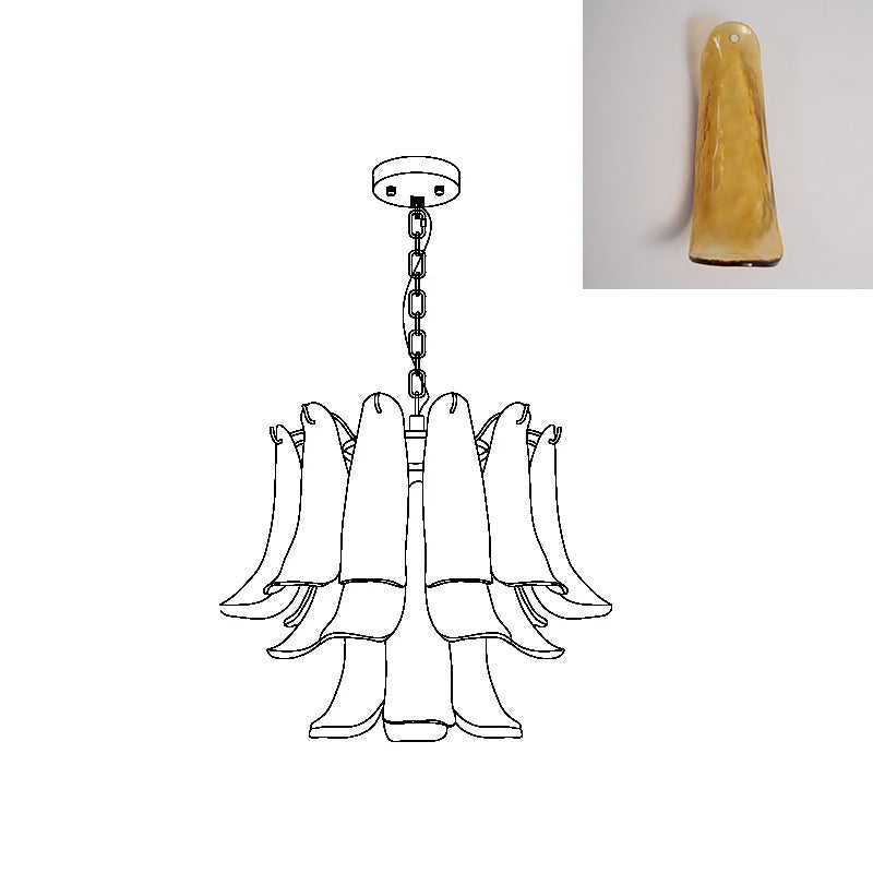 Chandelier Glass Murano 19.6 in Indoor Ceiling Light White Amber Clear Decorative Fixture | Thomler