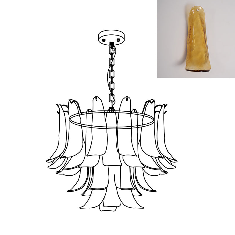 Chandelier Glass Murano 19.6 in Indoor Ceiling Light White Amber Clear Decorative Fixture | Thomler