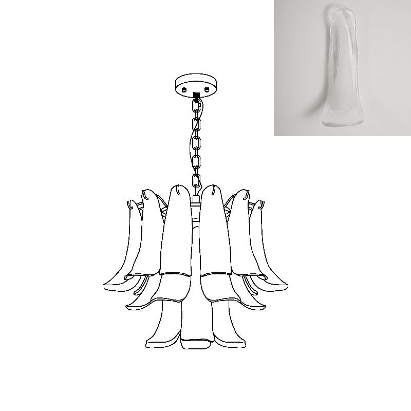 Chandelier Glass Murano 19.6 in Indoor Ceiling Light White Amber Clear Decorative Fixture | Thomler