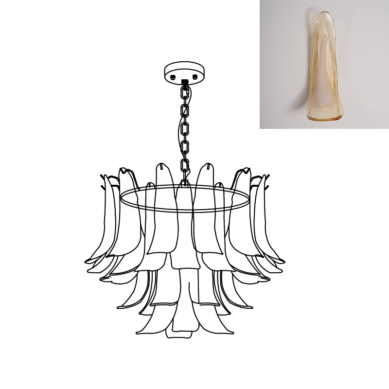 Chandelier Glass Murano 19.6 in Indoor Ceiling Light White Amber Clear Decorative Fixture | Thomler